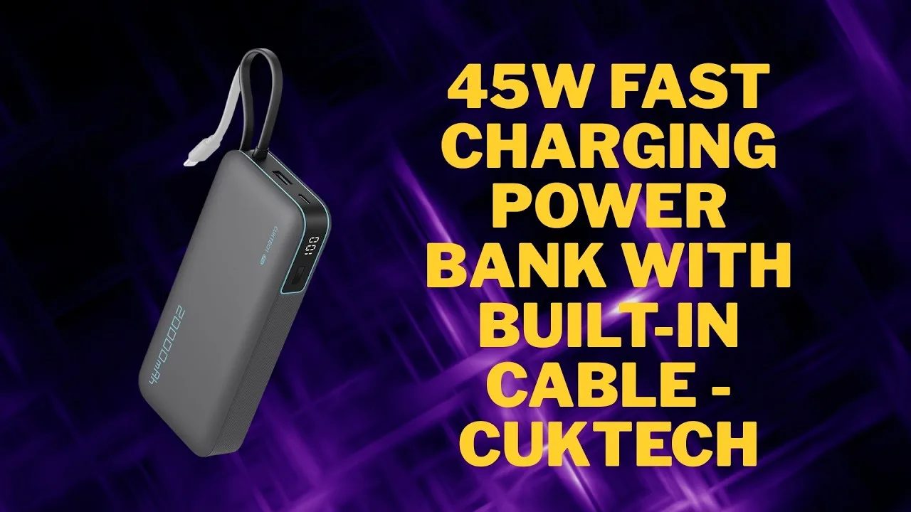 45W Fast Charging Power Bank with Built-In Cable - CUKTECH