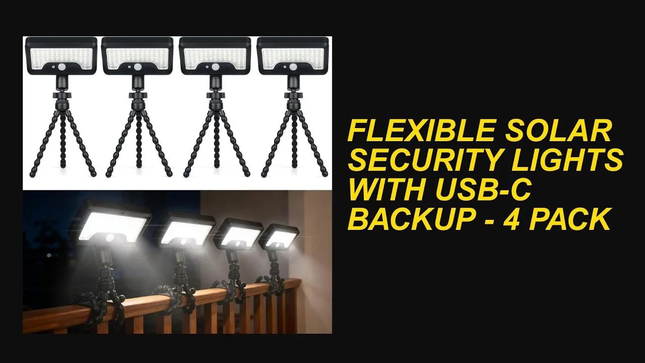 Flexible Solar Security Lights with USB-C Backup - 4 Pack