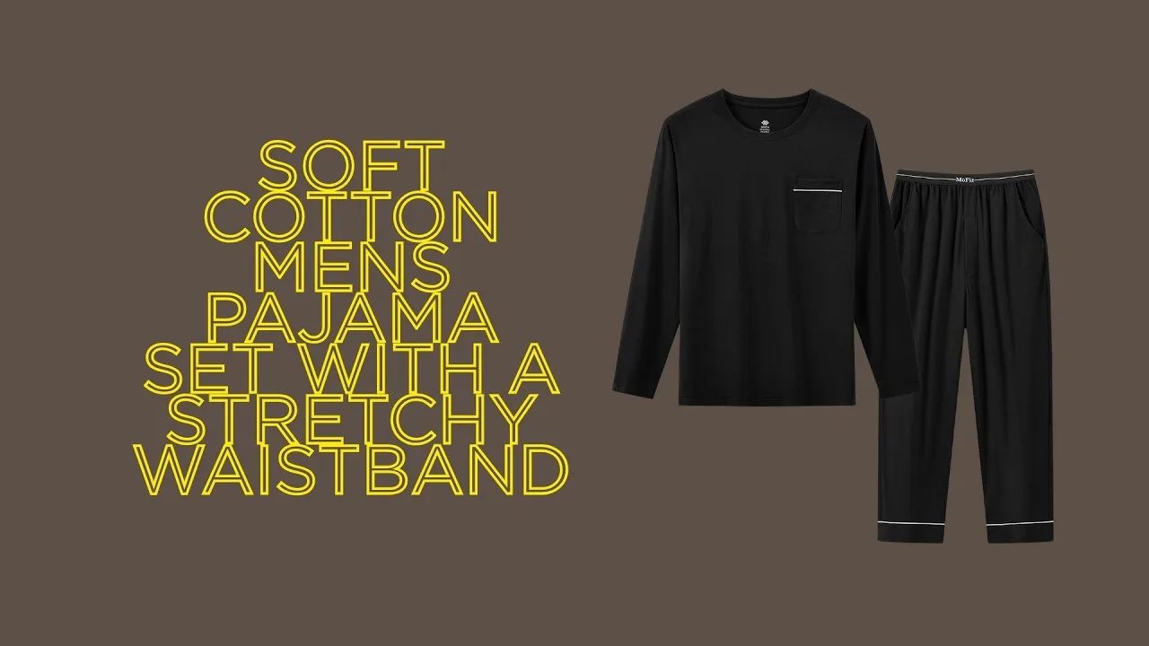 Soft Cotton Mens Pajama Set with a STRETCHY Waistband